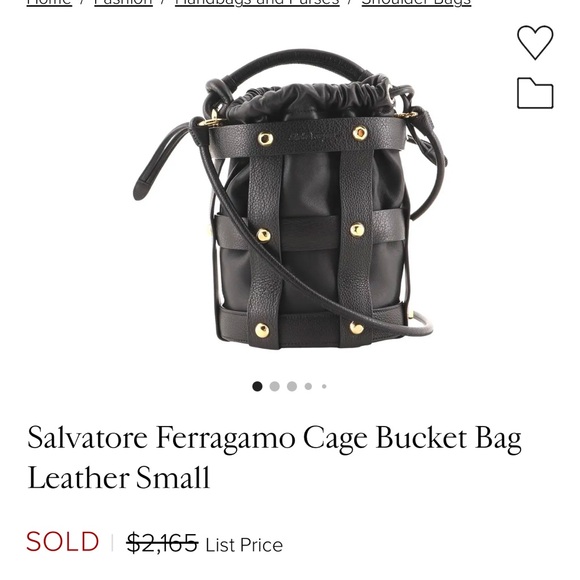 Salvatore Ferragamo Leather Studded Cage Bucket Bag - Picture 6 of 6